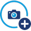 Icon used to add or attach a photo to a checklist answer, hazard, or inspection record.