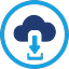 Icon showing a cloud with a downward arrow used to download checklist records from the server to the device.